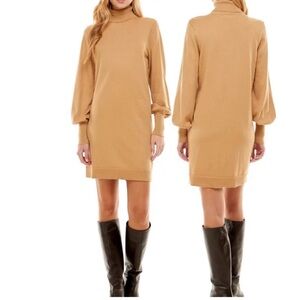 WAYF Morelia Long Sleeve Turtleneck Sweater Dress